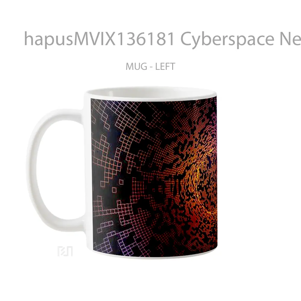 Mug Cyberspace Neon Lights Gelas Keramik Unik - All-side / Desain