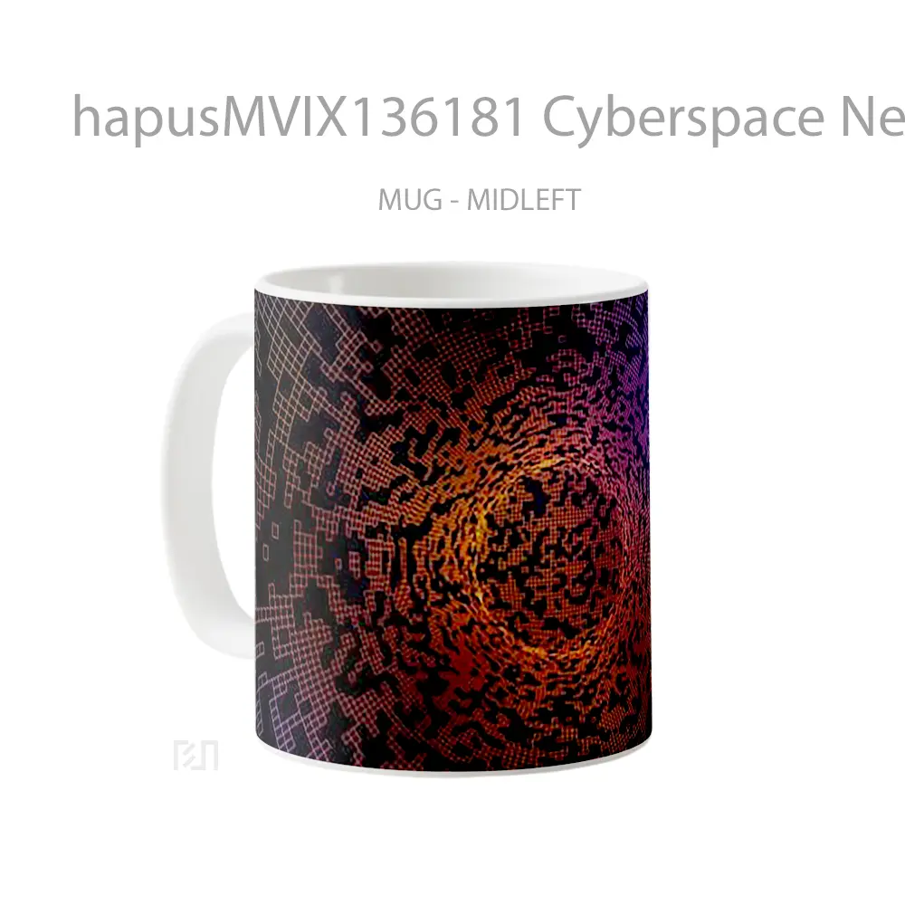 Mug Cyberspace Neon Lights Gelas Keramik Unik - All-side / Desain