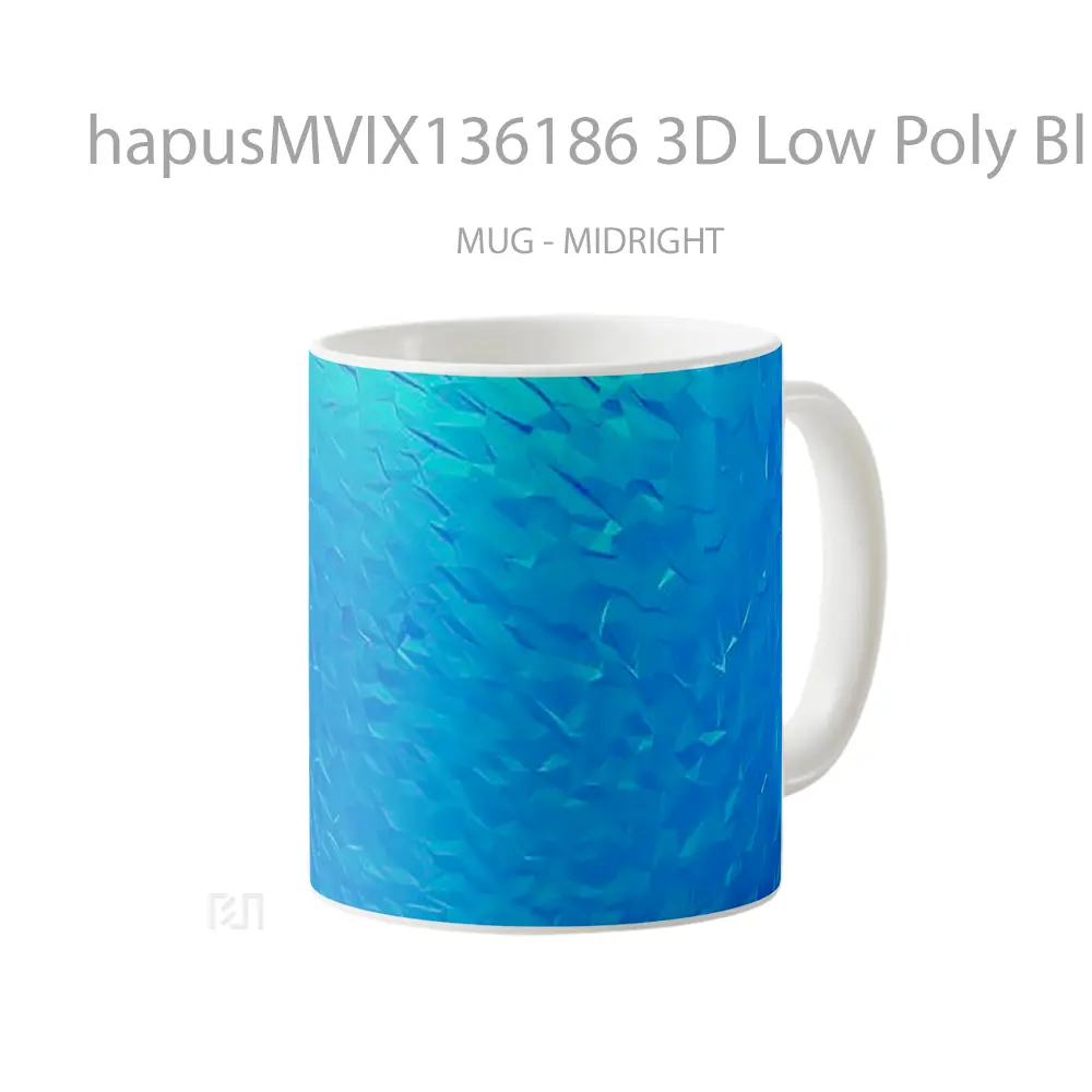 Mug 3D Low Poly Blue Texture Gelas Keramik Unik - All-side / Desain