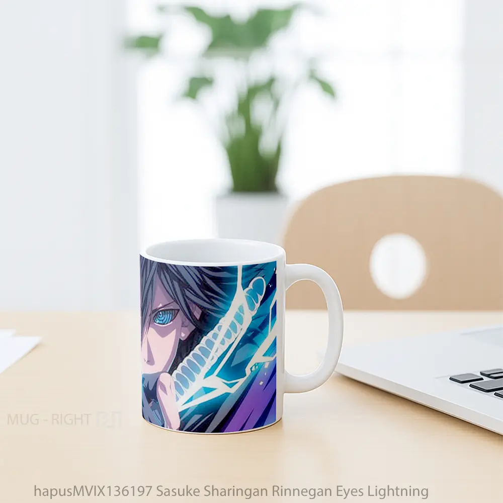 Mug Sasuke Sharingan Rinnegan Eyes Lightning Cangkir Anime - All-side / Desain