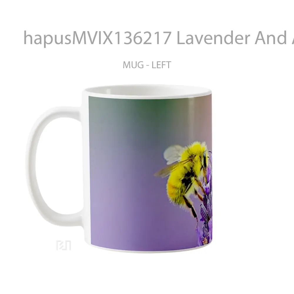 Mug Lavender And A Bee Gelas Hewan Lucu - All-side / Desain