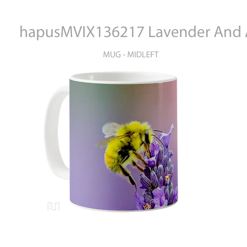 Mug Lavender And A Bee Gelas Hewan Lucu - All-side / Desain