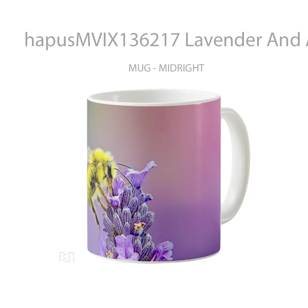 Mug Lavender And A Bee Gelas Hewan Lucu - All-side / Desain