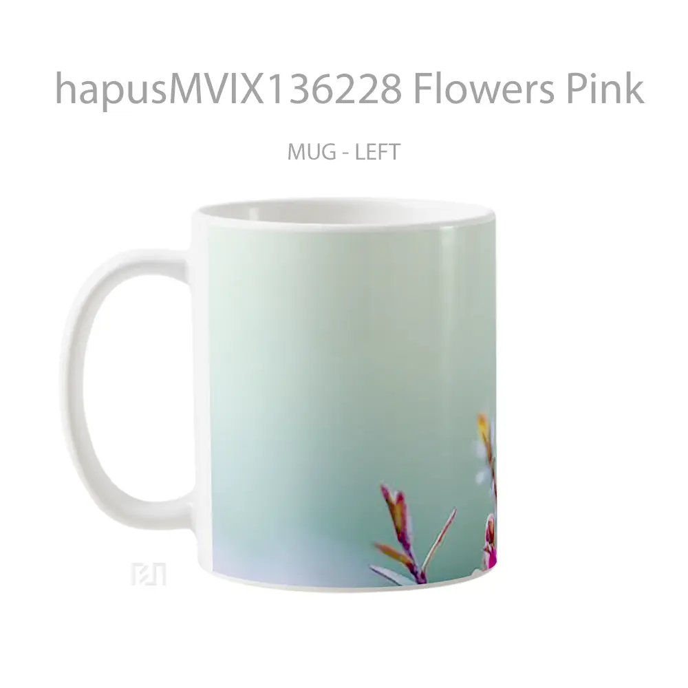 Mug Flowers Pink Gelas Pemandangan Alam - All-side / Desain