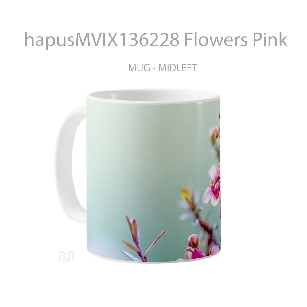 Mug Flowers Pink Gelas Pemandangan Alam - All-side / Desain