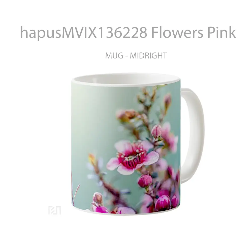 Mug Flowers Pink Gelas Pemandangan Alam - All-side / Desain
