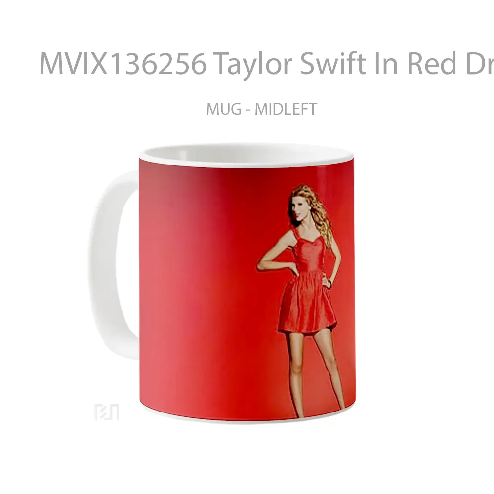 Mug Taylor Swift In Red Dress Gelas Selebriti - All-side / Desain