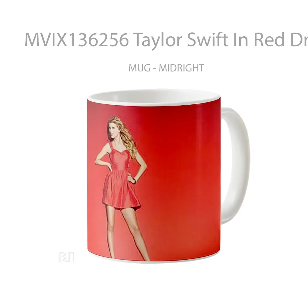 Mug Taylor Swift In Red Dress Gelas Selebriti - All-side / Desain