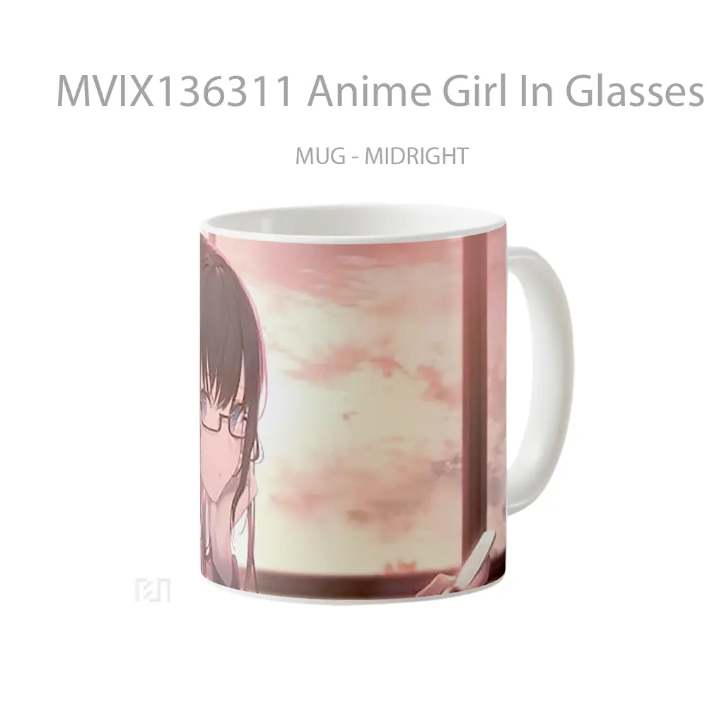 Mug Anime Girl In Glasses With Student Uniform Cangkir Anime - All-side / Desain