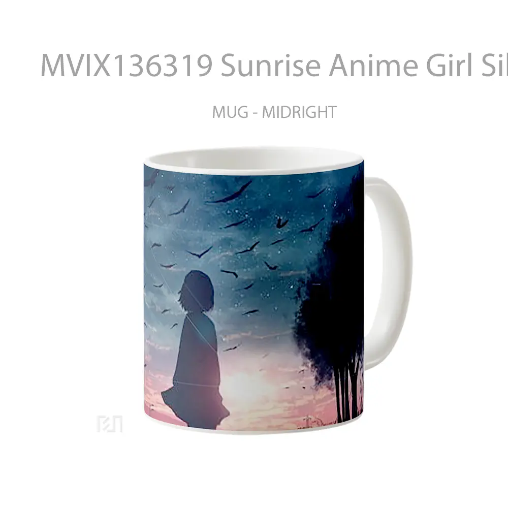 Mug Sunrise Anime Girl Silhouette Scenery Cangkir Anime - All-side / Desain