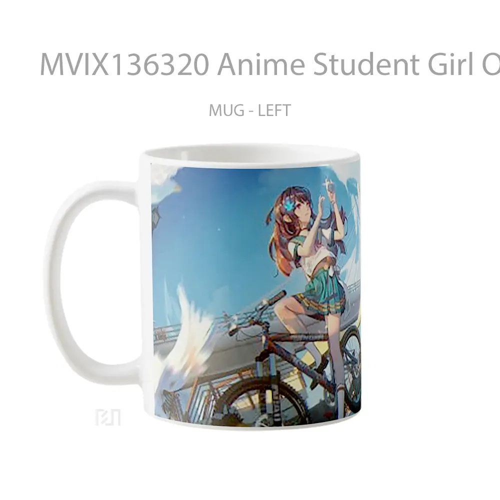 Mug Anime Student Girl On A Bicycle Cangkir Anime - All-side / Desain