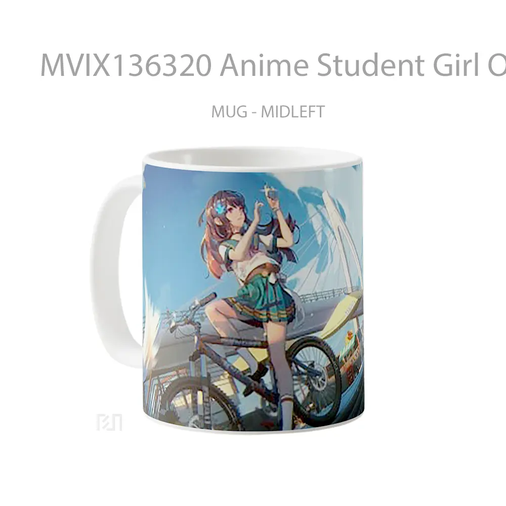 Mug Anime Student Girl On A Bicycle Cangkir Anime - All-side / Desain