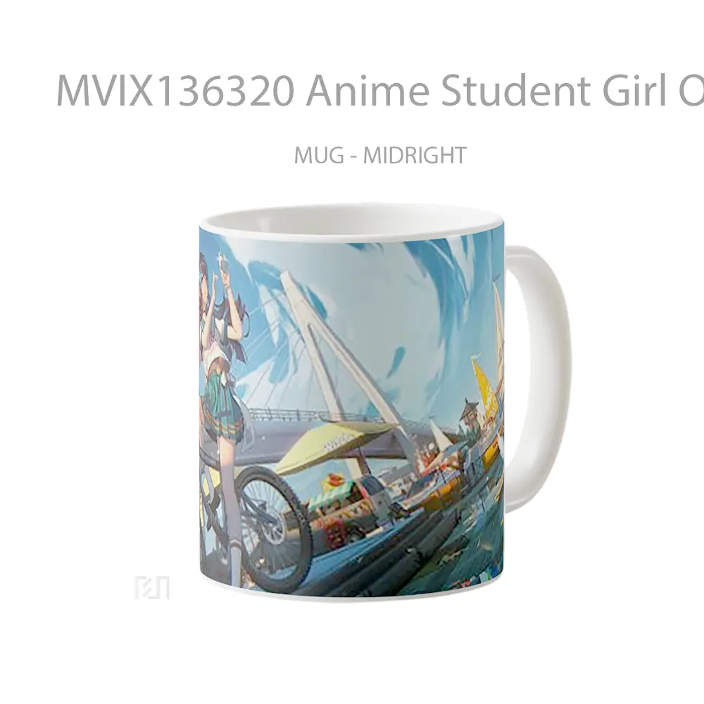 Mug Anime Student Girl On A Bicycle Cangkir Anime - All-side / Desain