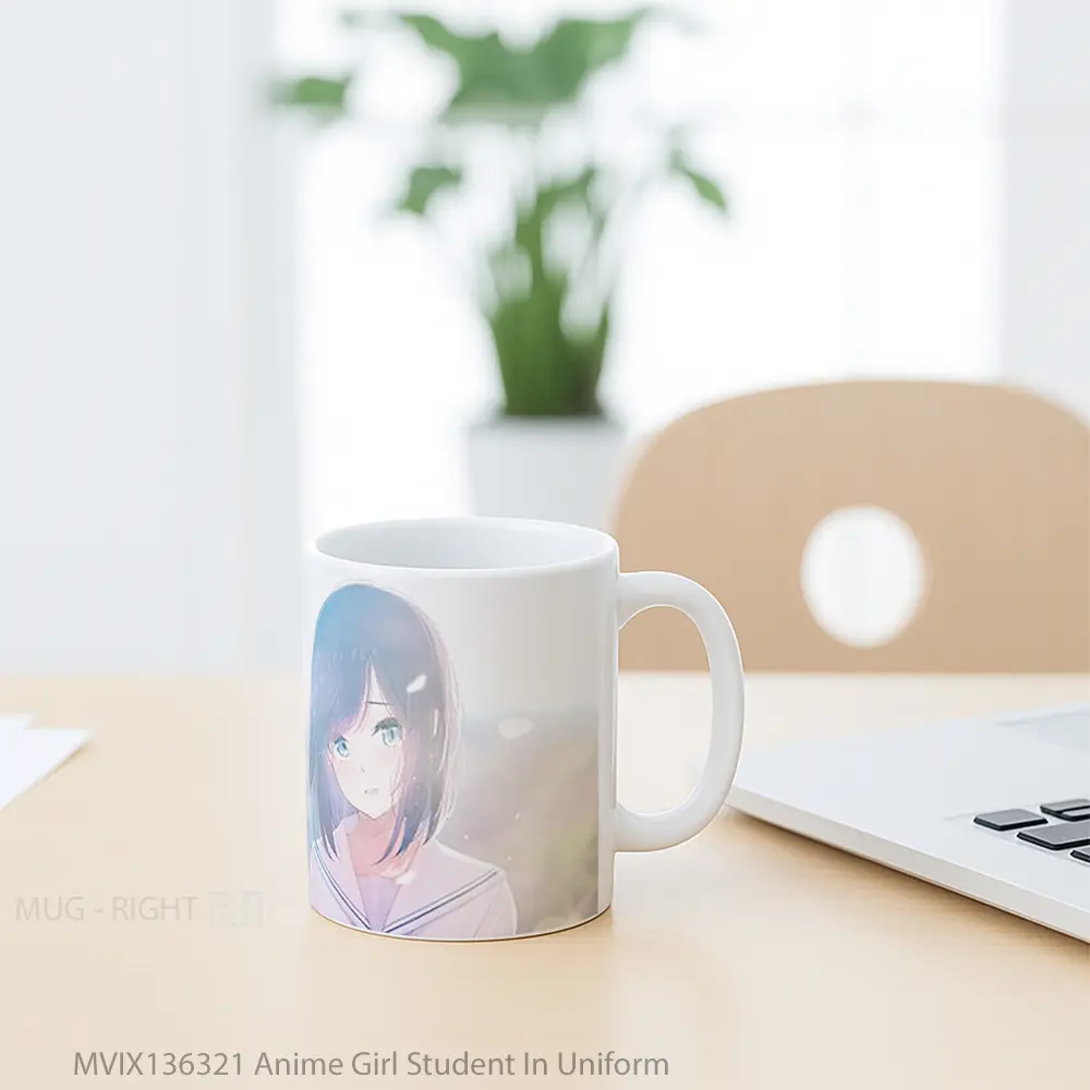 Mug Anime Girl Student In Uniform Cangkir Anime - All-side / Desain