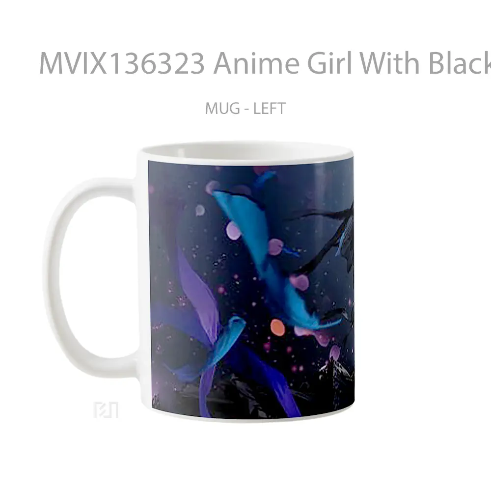 Mug Anime Girl With Black Dress Cangkir Anime - All-side / Desain
