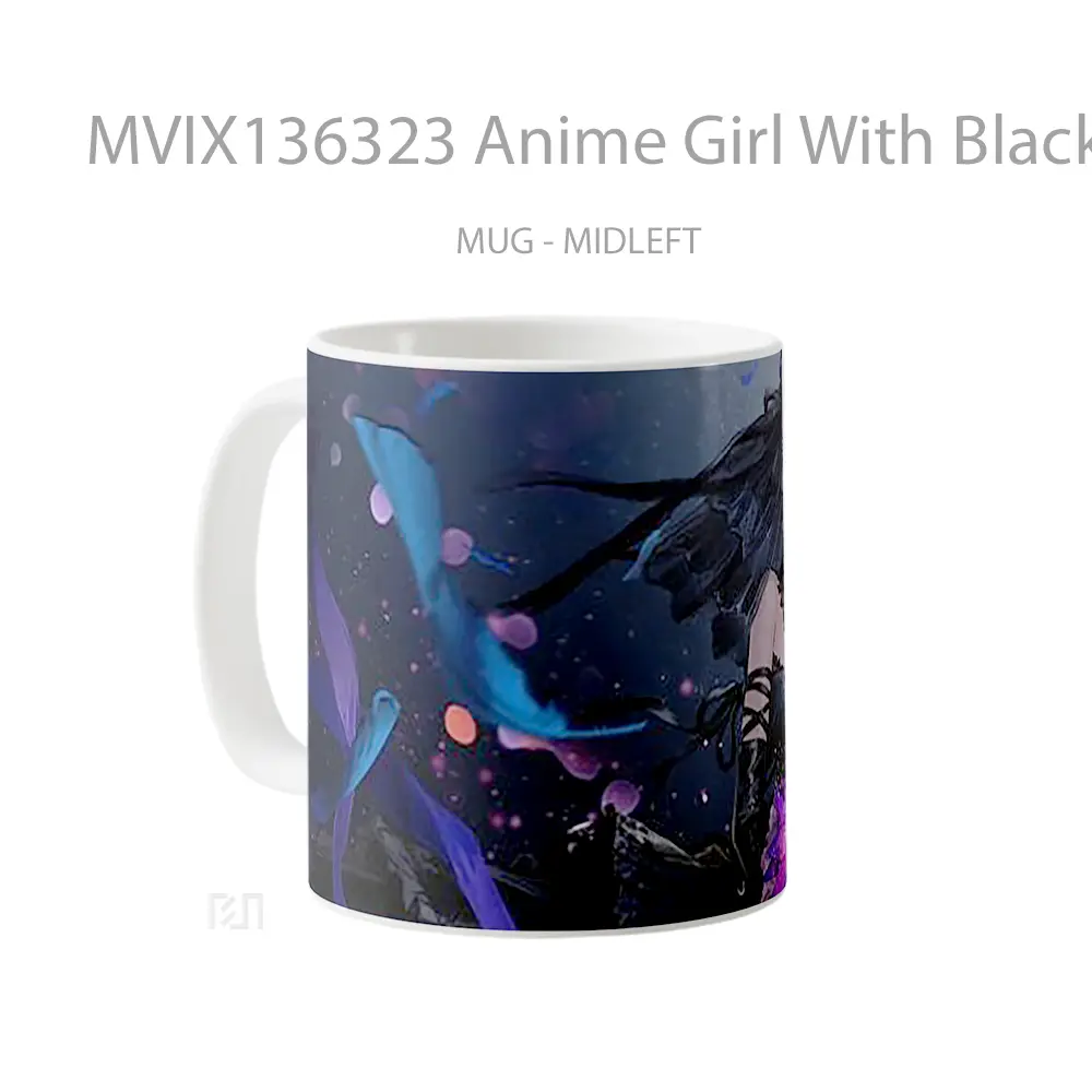Mug Anime Girl With Black Dress Cangkir Anime - All-side / Desain