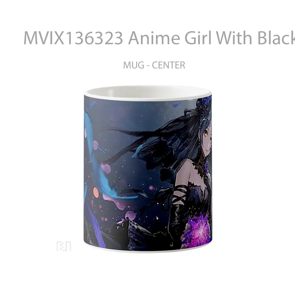 Mug Anime Girl With Black Dress Cangkir Anime