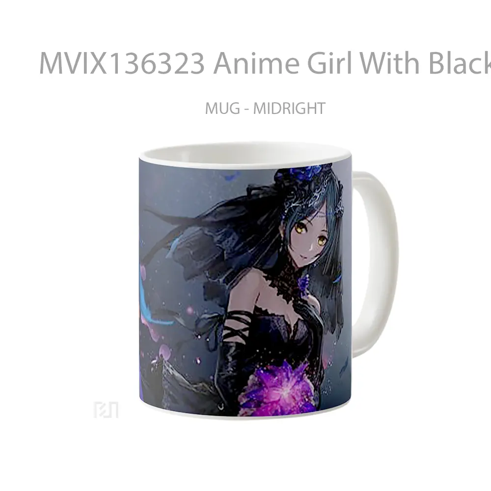 Mug Anime Girl With Black Dress Cangkir Anime - All-side / Desain