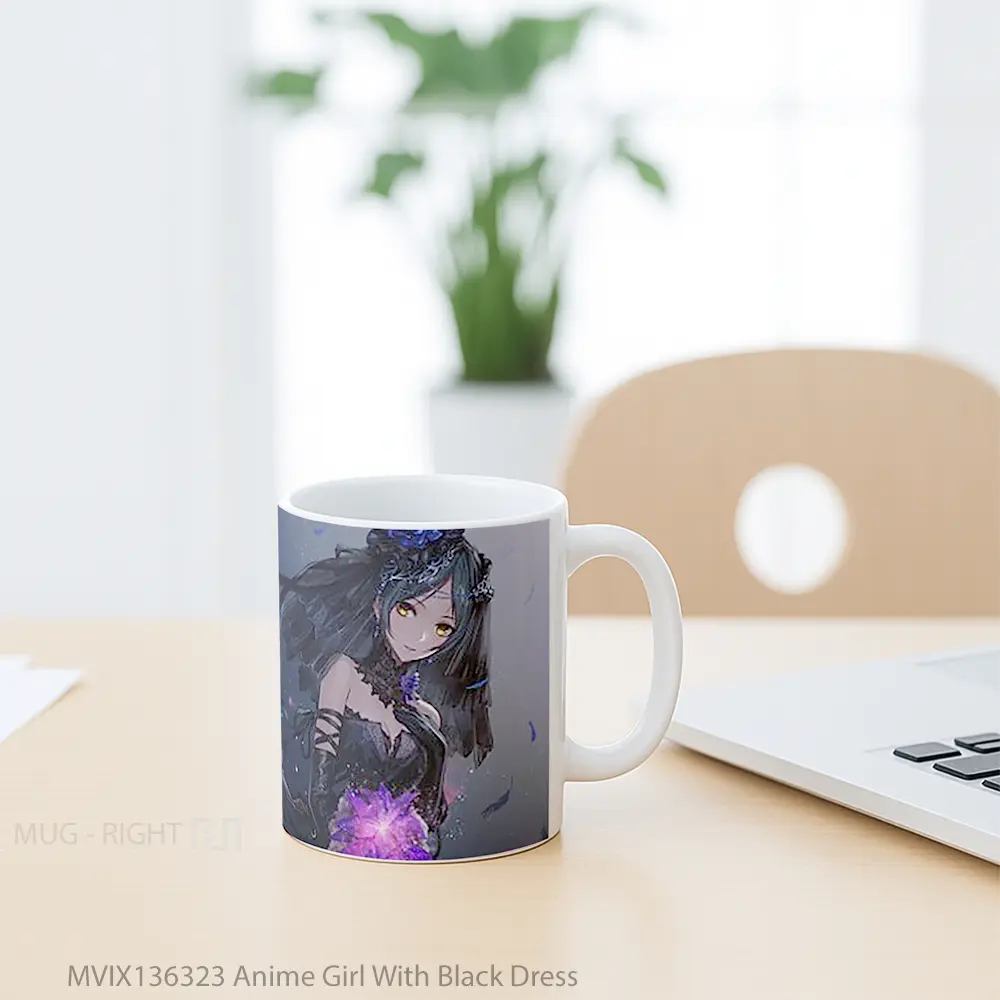 Mug Anime Girl With Black Dress Cangkir Anime - All-side / Desain