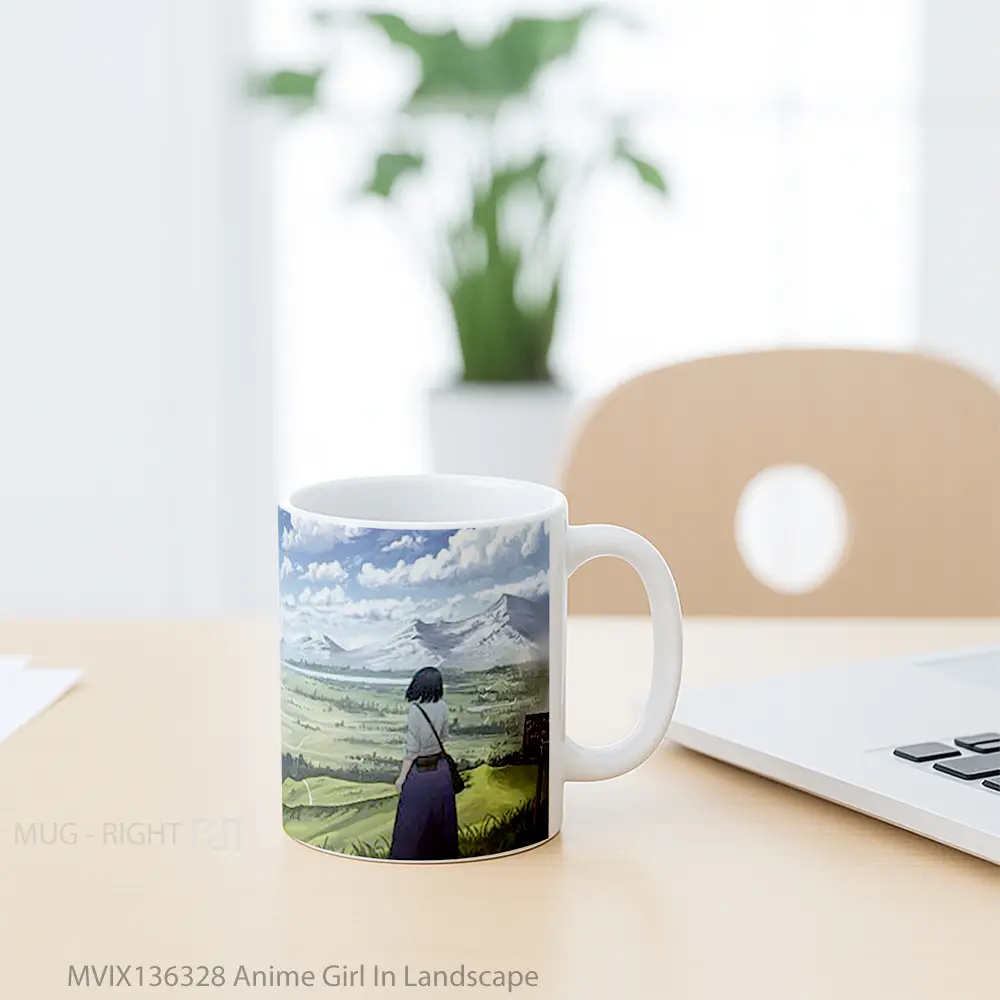 Mug Anime Girl In Landscape Cangkir Anime - All-side / Desain