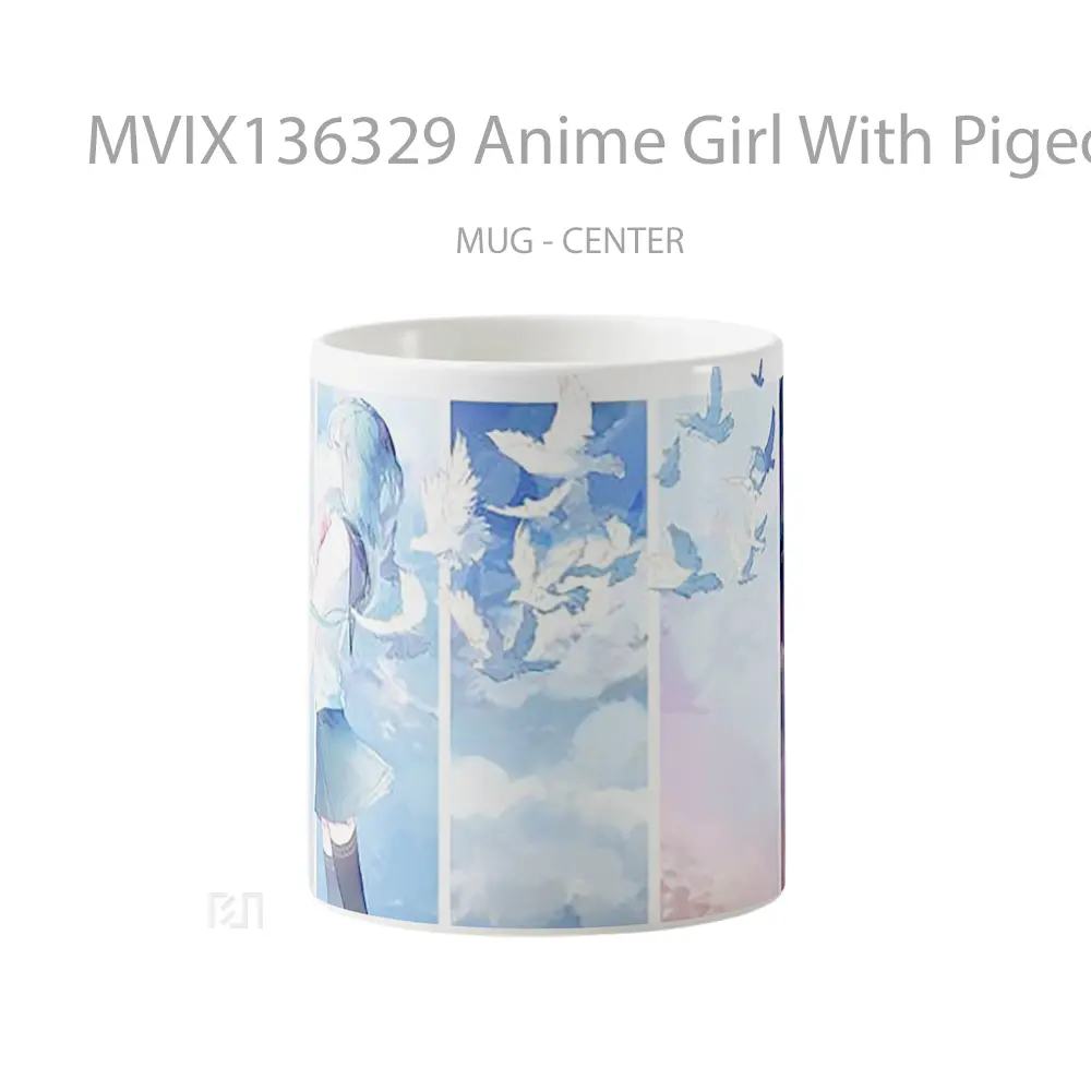 Mug Anime Girl With Pigeons Cangkir Anime