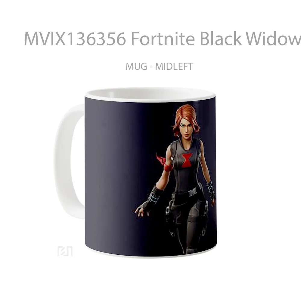 Mug Fortnite Black Widow Skin Gelas Superhero - All-side / Desain