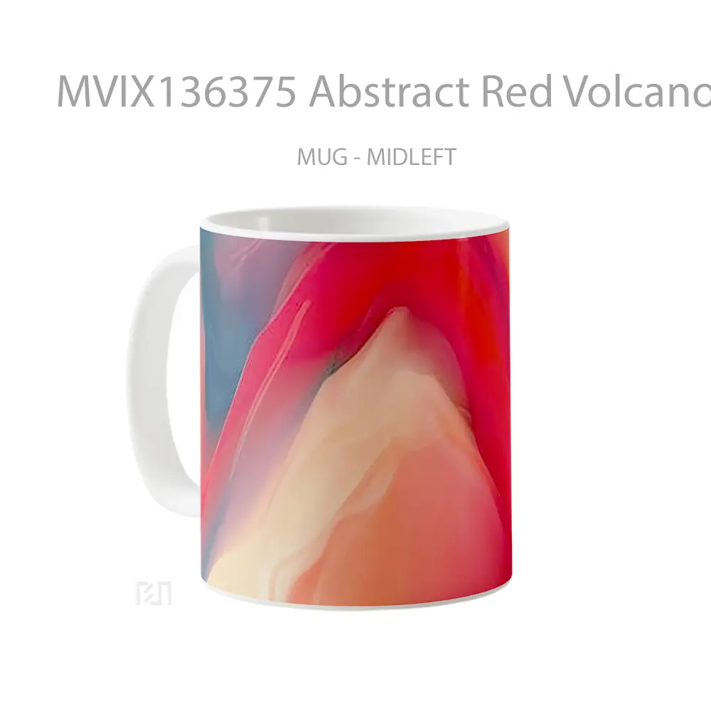 Mug Abstract Red Volcano Gelas Seni Modern - All-side / Desain