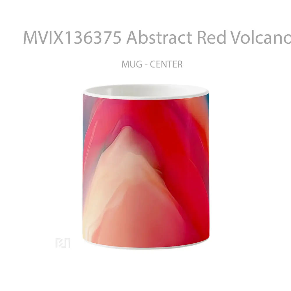 Mug Abstract Red Volcano Gelas Seni Modern