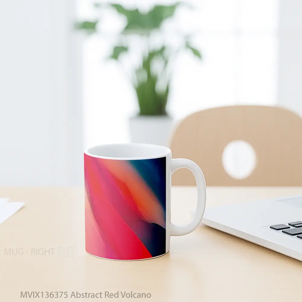 Mug Abstract Red Volcano Gelas Seni Modern - All-side / Desain