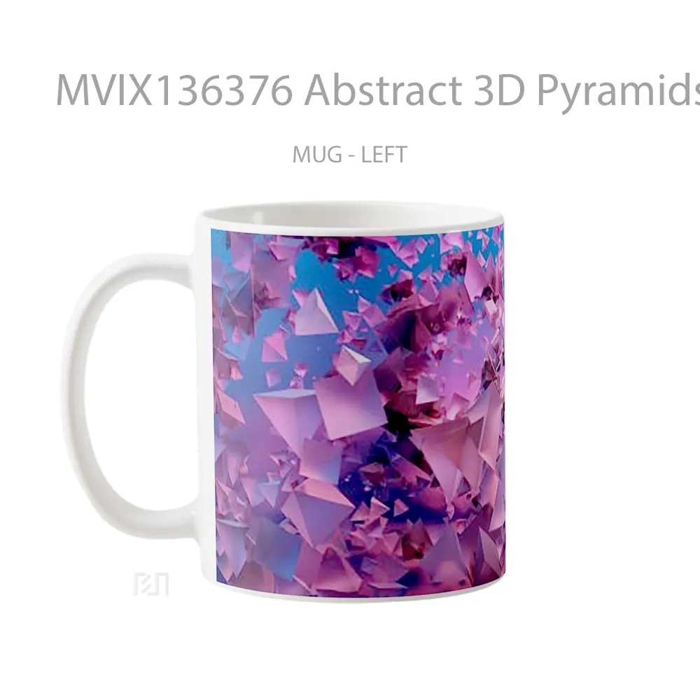 Mug Abstract 3D Pyramids Gelas Seni Modern - All-side / Desain
