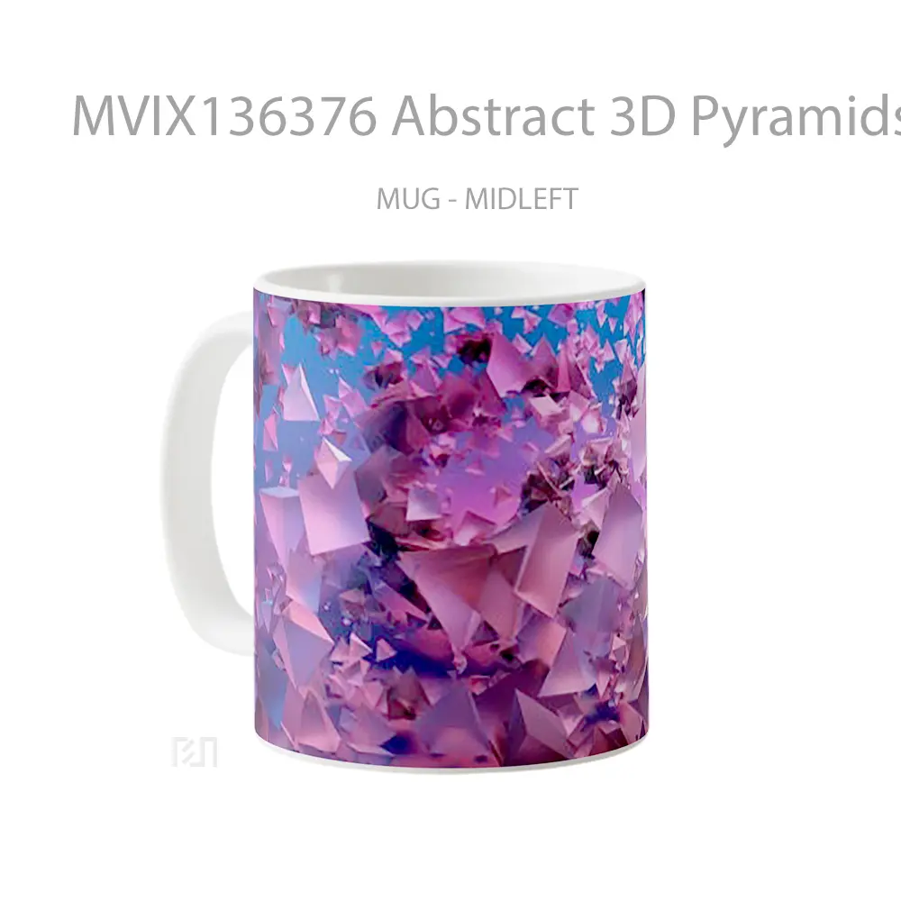 Mug Abstract 3D Pyramids Gelas Seni Modern - All-side / Desain