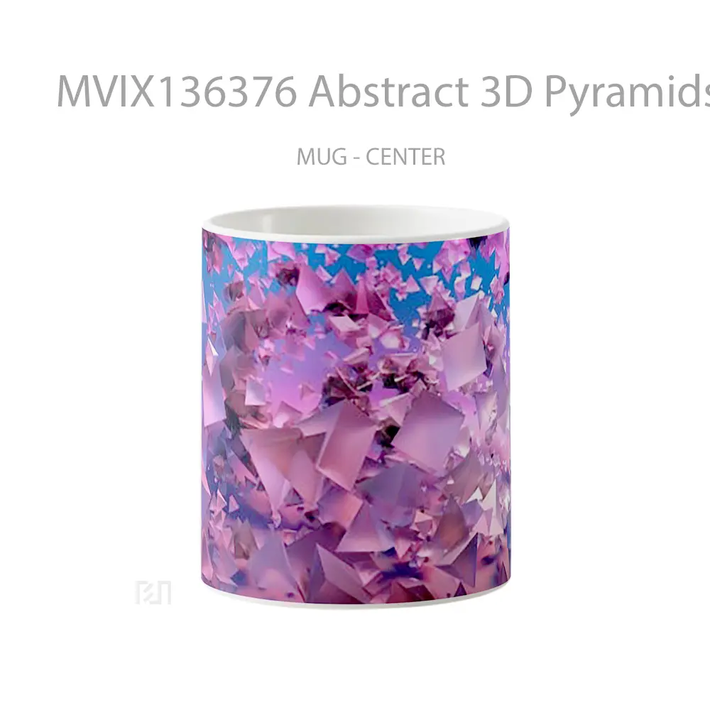 Mug Abstract 3D Pyramids Gelas Seni Modern