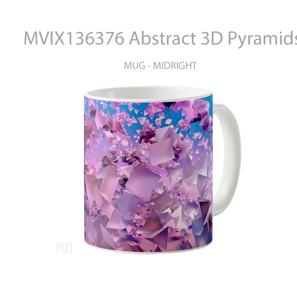 Mug Abstract 3D Pyramids Gelas Seni Modern - All-side / Desain