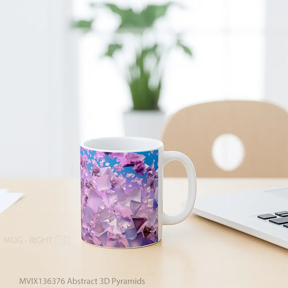 Mug Abstract 3D Pyramids Gelas Seni Modern - All-side / Desain
