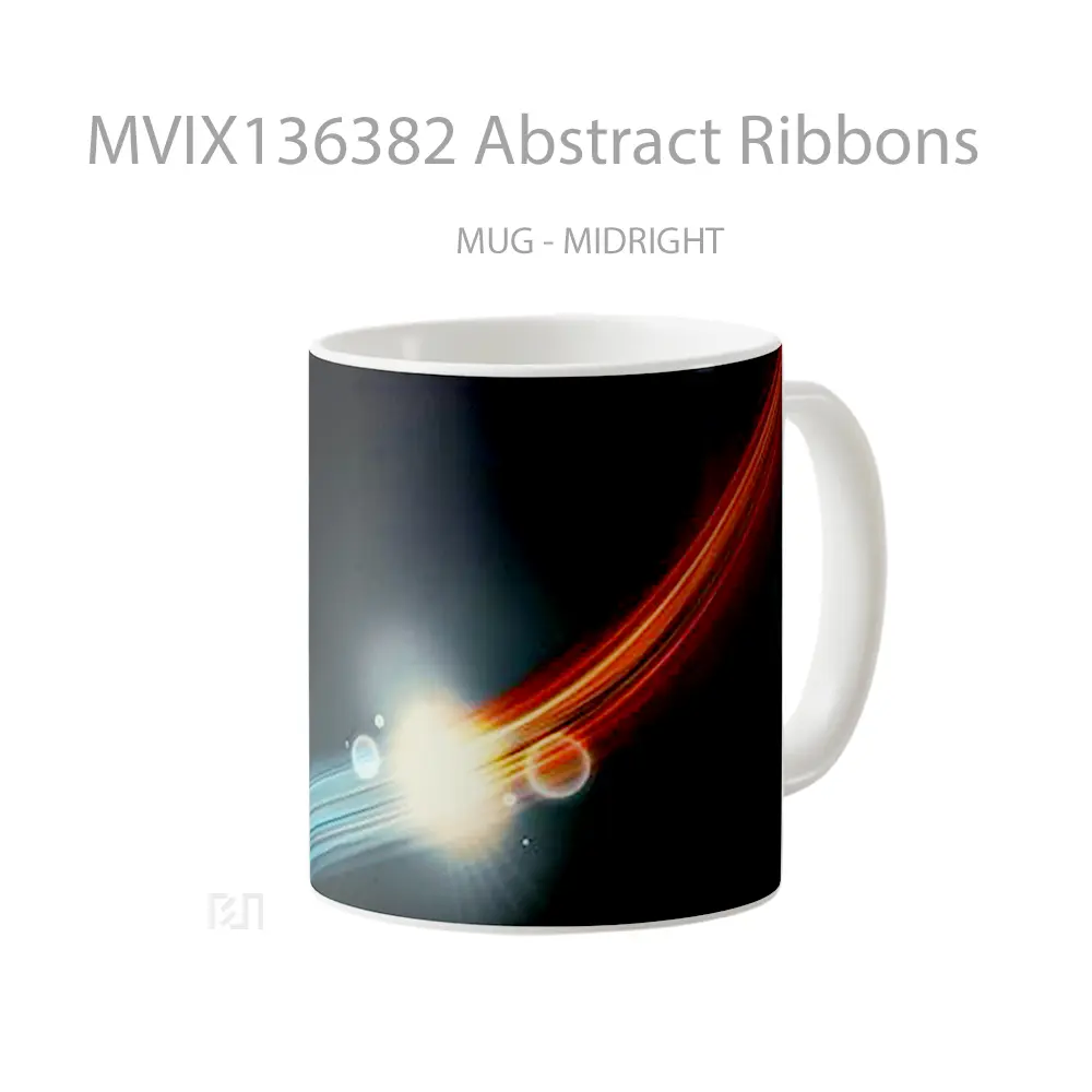 Mug Abstract Ribbons Gelas Seni Modern - All-side / Desain