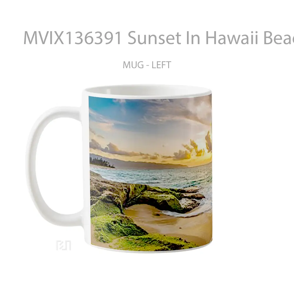Mug Sunset In Hawaii Beach Gelas Pemandangan Alam - All-side / Desain