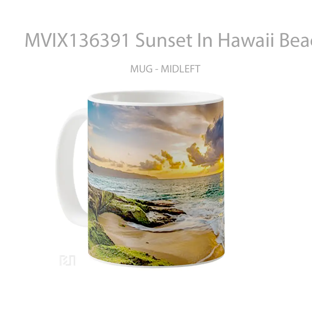 Mug Sunset In Hawaii Beach Gelas Pemandangan Alam - All-side / Desain