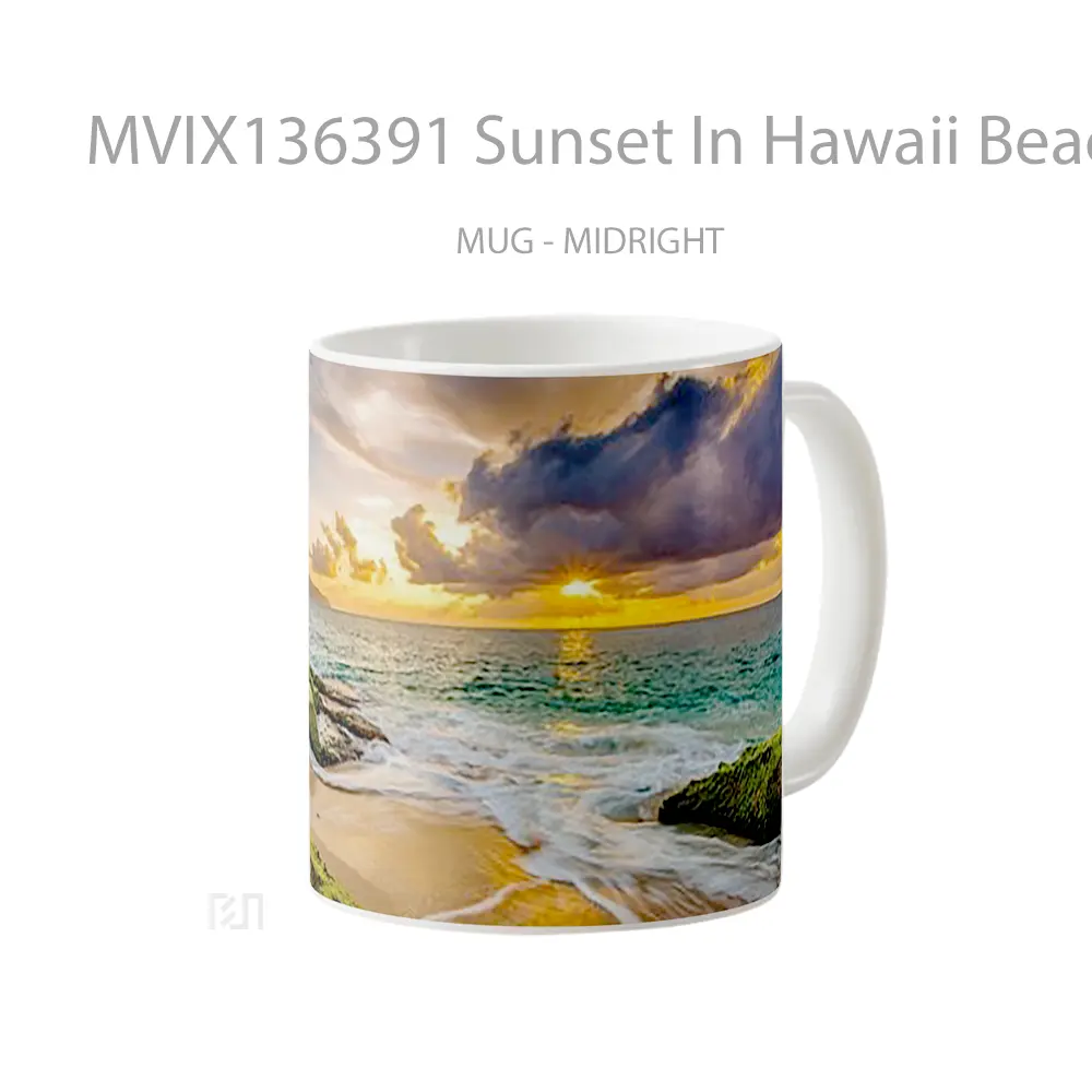 Mug Sunset In Hawaii Beach Gelas Pemandangan Alam - All-side / Desain