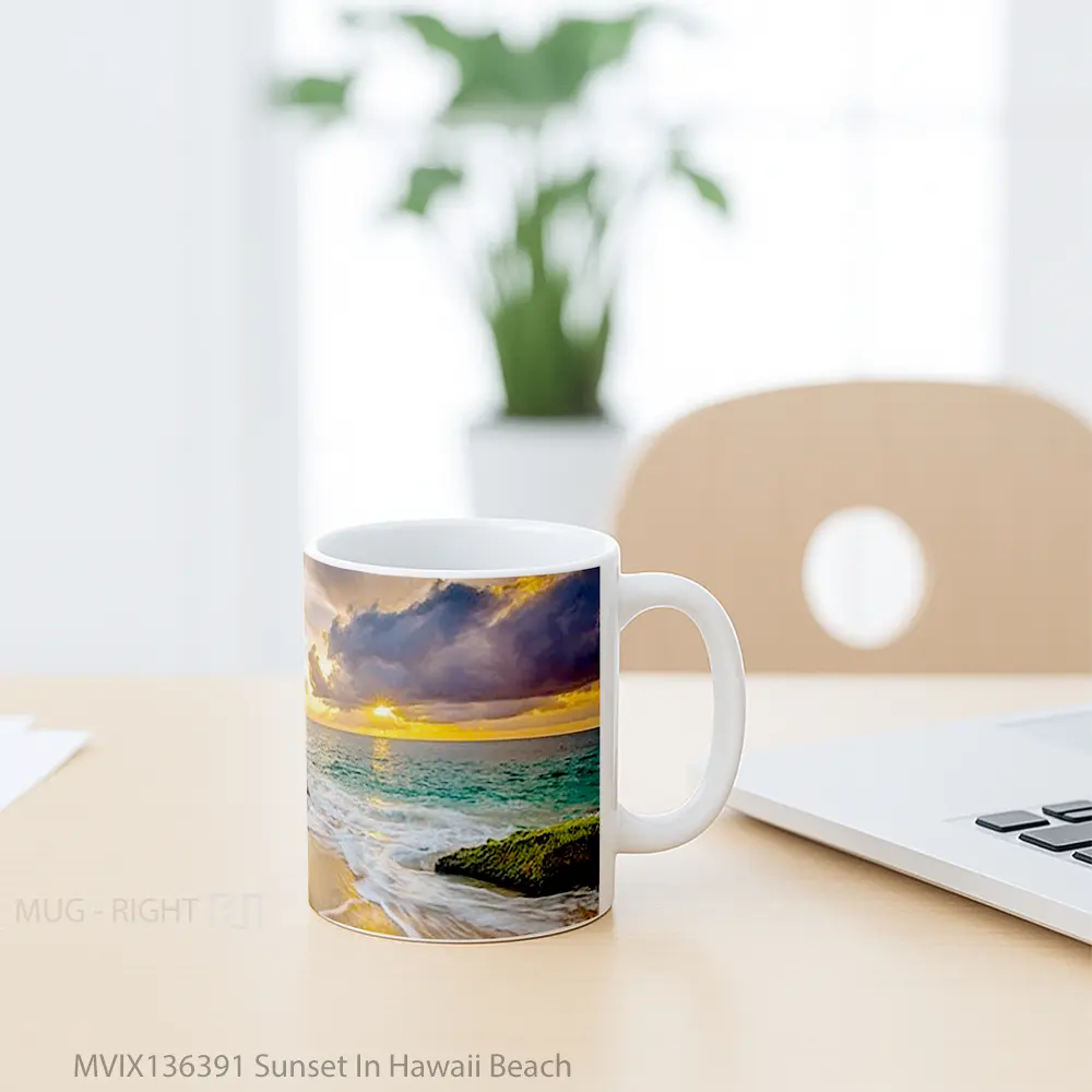 Mug Sunset In Hawaii Beach Gelas Pemandangan Alam - All-side / Desain