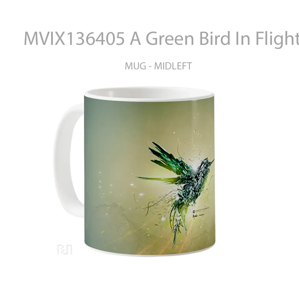 Mug A Green Bird In Flight Gelas Hewan Lucu - All-side / Desain