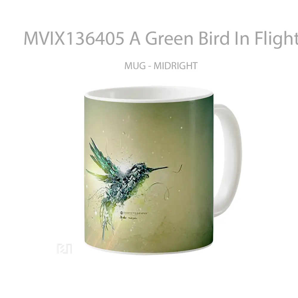Mug A Green Bird In Flight Gelas Hewan Lucu - All-side / Desain