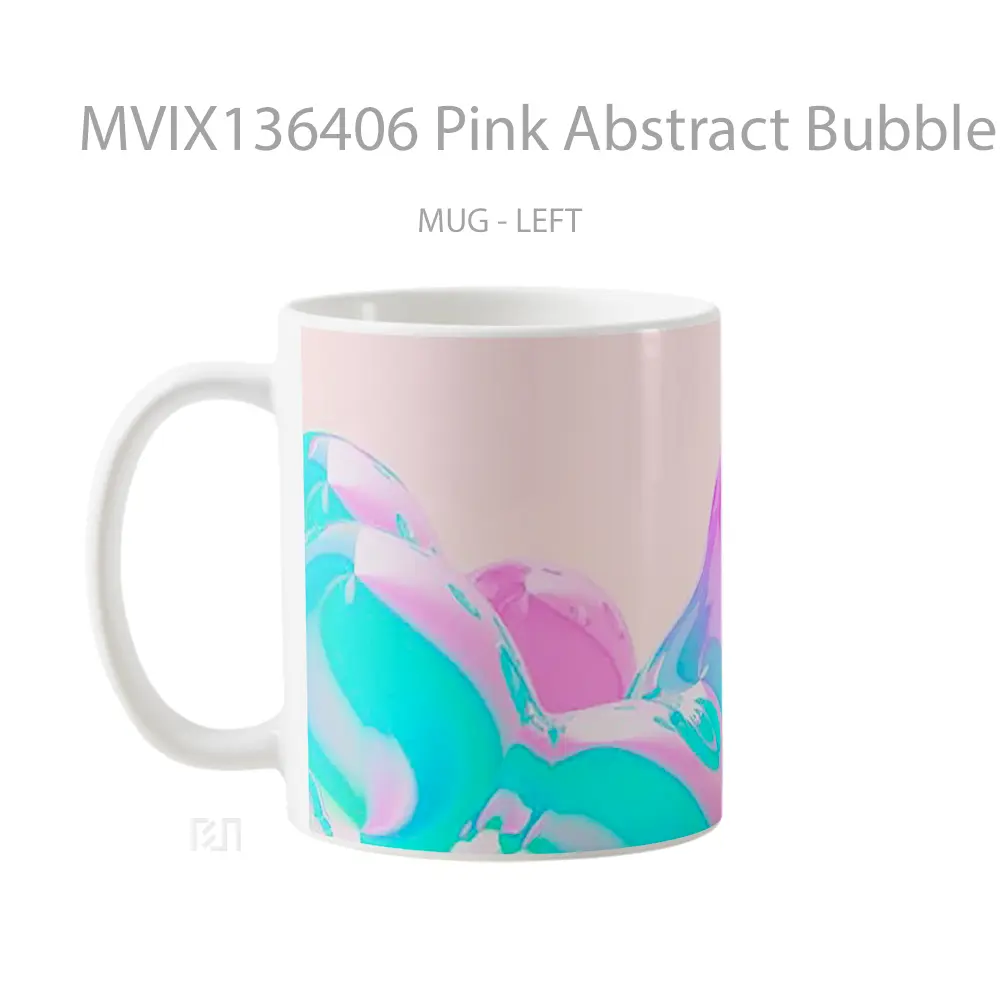 Mug Pink Abstract Bubbles Gelas Seni Modern - All-side / Desain