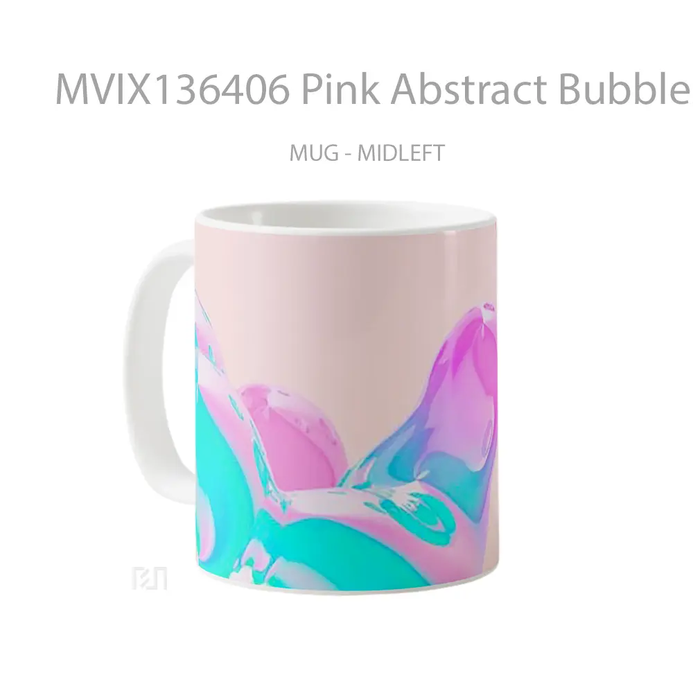 Mug Pink Abstract Bubbles Gelas Seni Modern - All-side / Desain