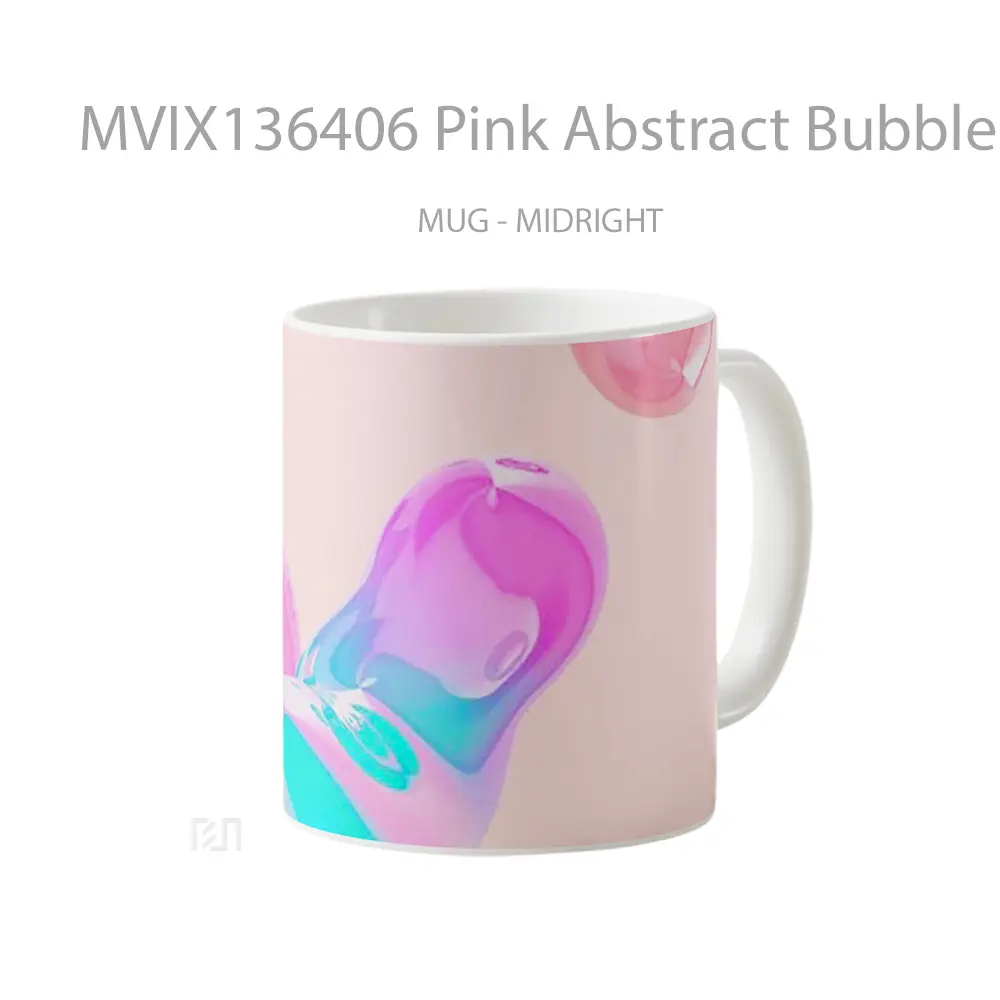 Mug Pink Abstract Bubbles Gelas Seni Modern - All-side / Desain