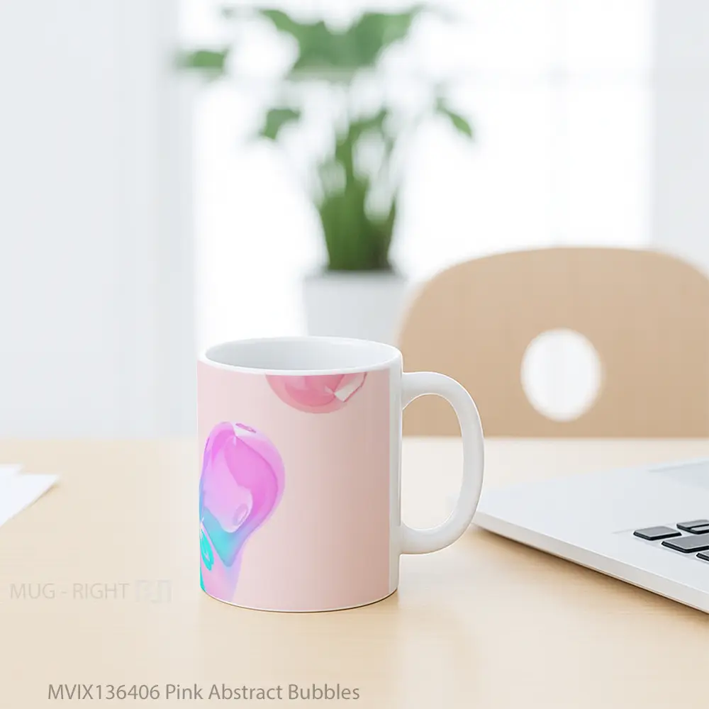 Mug Pink Abstract Bubbles Gelas Seni Modern - All-side / Desain