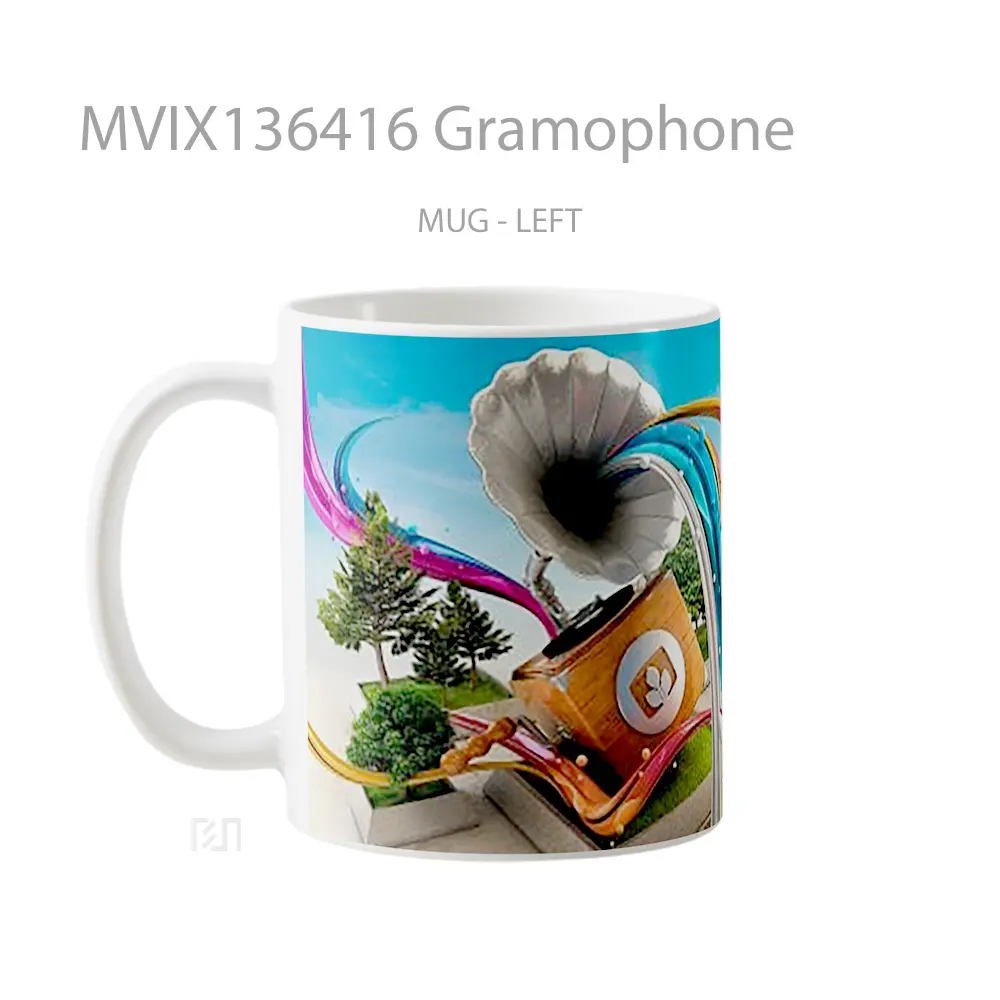 Mug Gramophone Gelas Keramik Unik - All-side / Desain