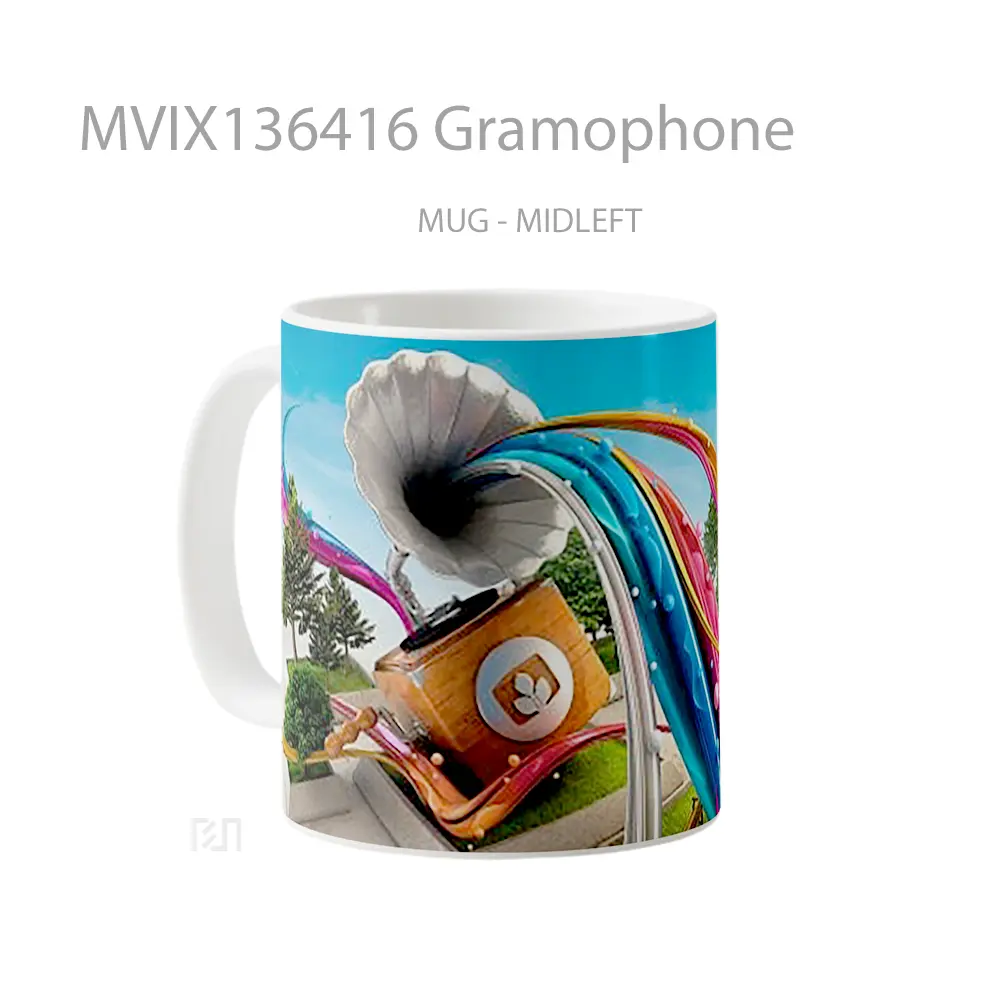 Mug Gramophone Gelas Keramik Unik - All-side / Desain