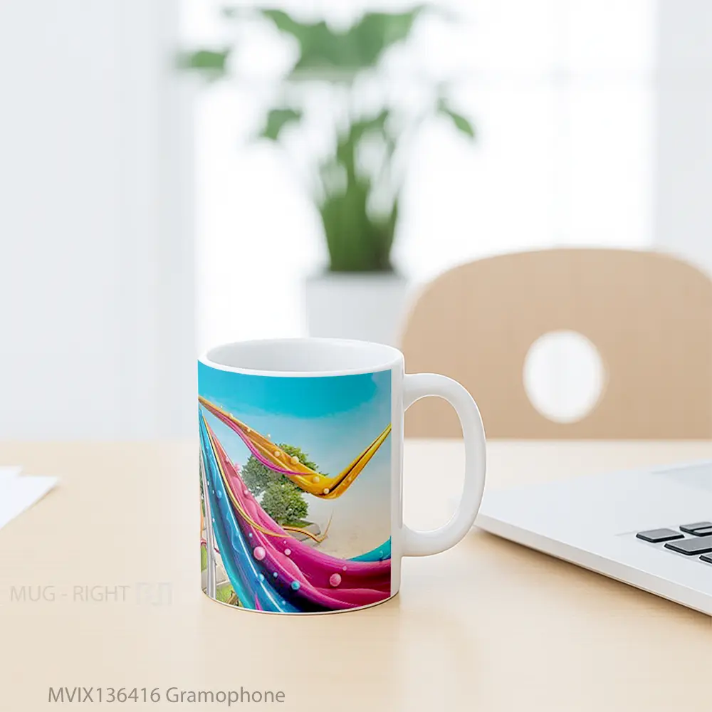 Mug Gramophone Gelas Keramik Unik - All-side / Desain