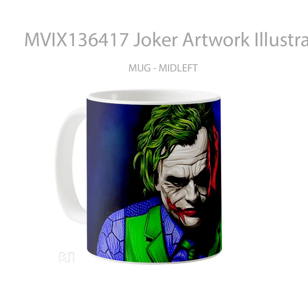 Mug Joker Artwork Illustration Gelas Superhero - All-side / Desain