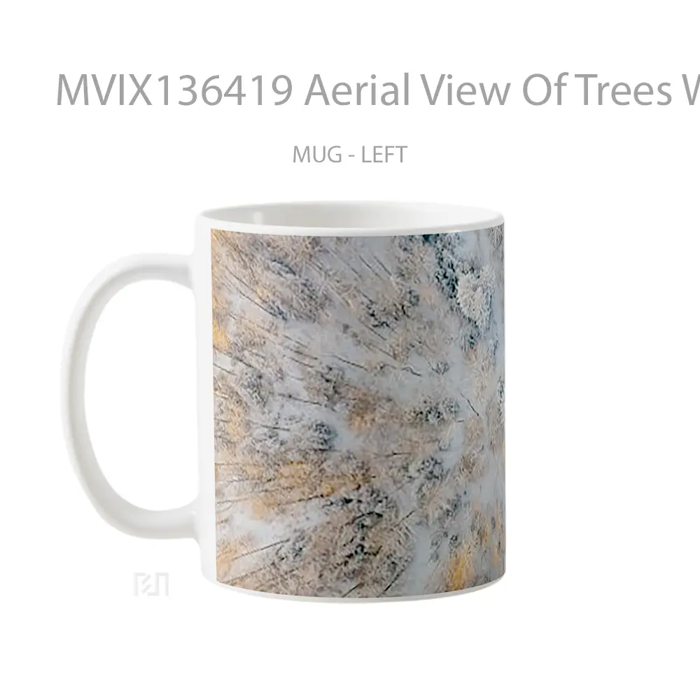 Mug Aerial View Of Trees With Cold Forest Snow Gelas Pemandangan Alam - All-side / Desain